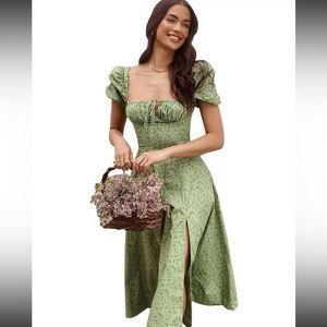 House of CB Green Floral Midi Dress